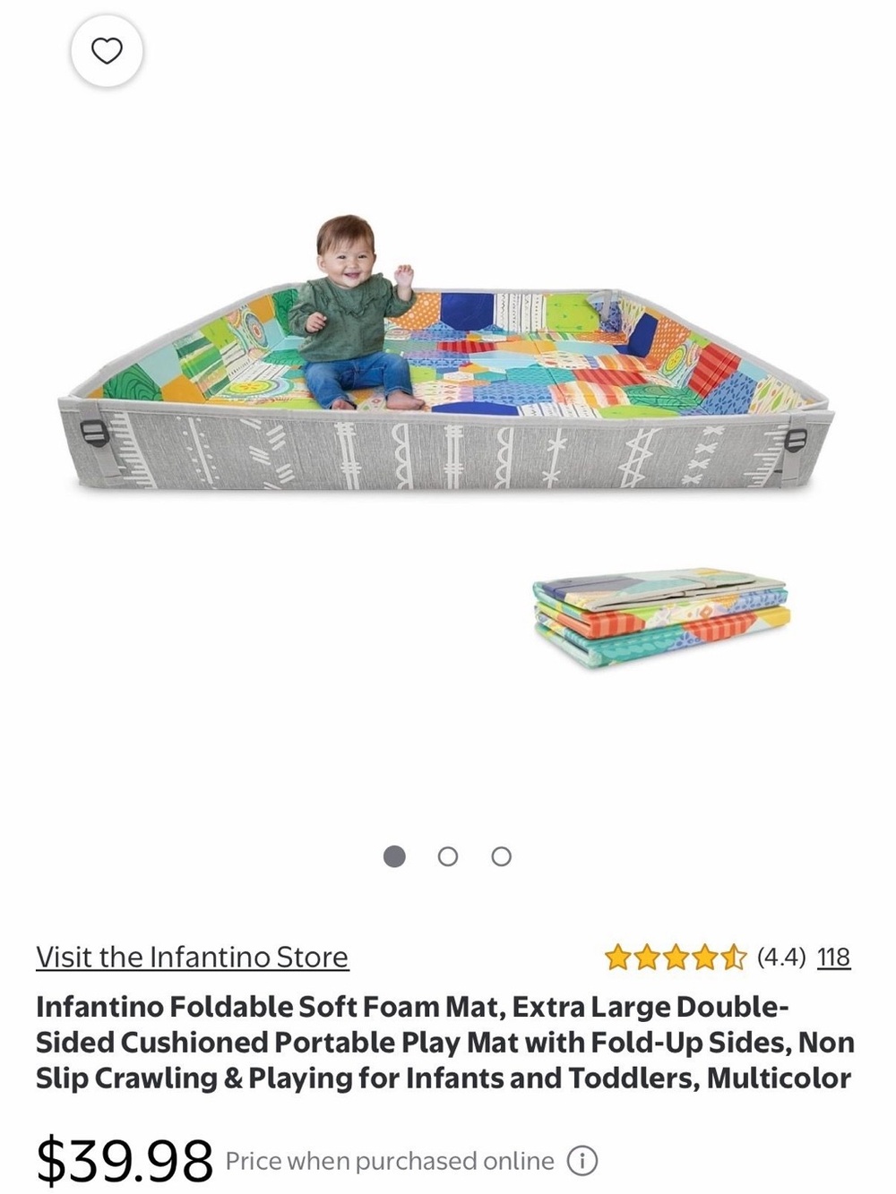Infantino Colorful Patchwork Foldable Play Mat - Gray Trim